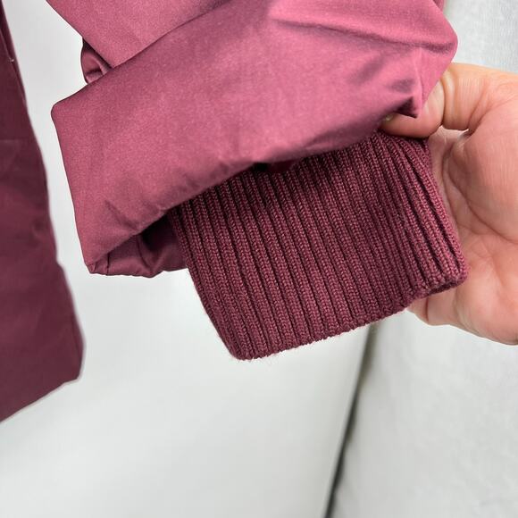 J Jill Down Fill Puffer Coat Jacket Burgundy Red Removable Hood Women's Large - Picture 4 of 11